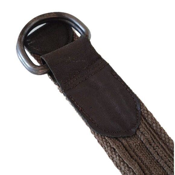 GREEN WOVEN BELT WITH LEATHER - Picture 5 of 7